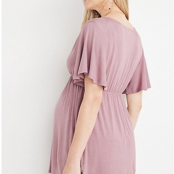 Flutter Sleeve Babydoll Nursing Friendly Maternity Top Size L - Picture 6 of 7